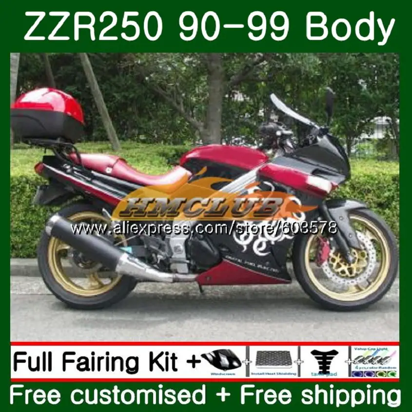 Корпус для KAWASAKI ZZR-250 90 91 92 93 94 99 1990 темно-красный 103CL. 42 ZZR 250 90-99 ZZR250 1991 1992 1993 1994 1999 обтекатель - Цвет: No. 1