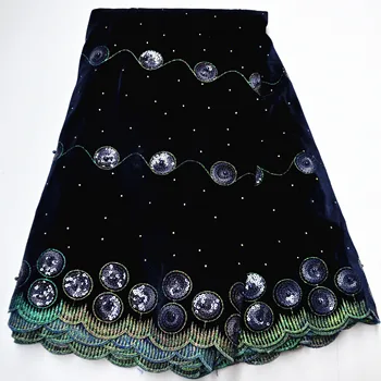

African Velvet Lace Fabric With sequins High Quality Lace Fabric Embroidery French Nigerian Wedding Dress For African dress