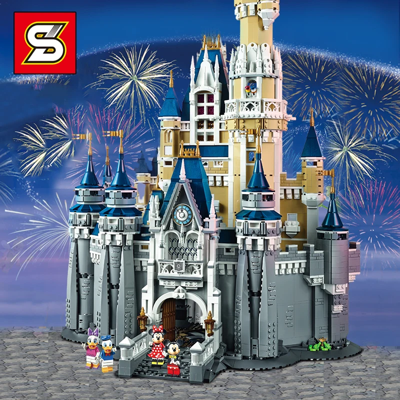 

Cinderella Princess Dreamland Castle Mickey Mouse Building Block Brick Compatible legoingLYS 71040 Gifts Toy for Children Kids