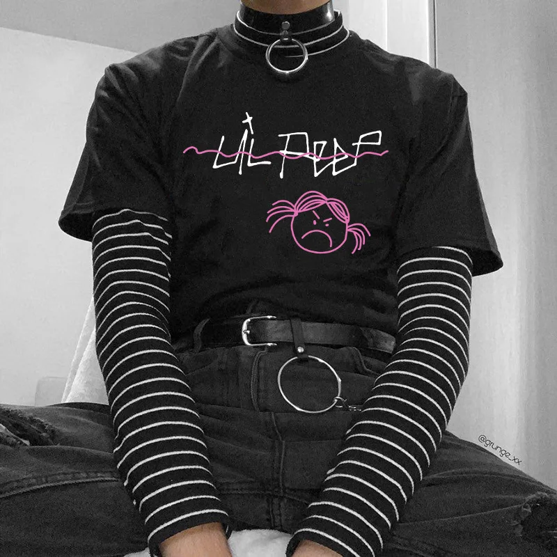 Рэпер Lil Peep Повседневный хип хоп короткий рукав женский свободный S 2XL Харадзюку
