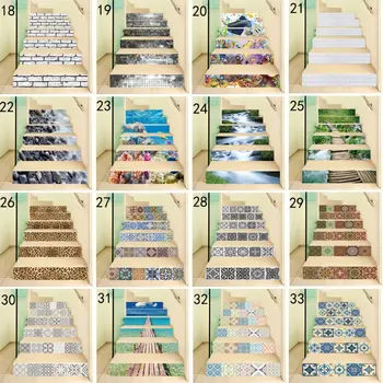 

6pcs/set 3D Wood Block Staircase Stair Riser Floor Sticker Self Adhesive DIY Stairway Waterproof PVC Wall Decal P0RE
