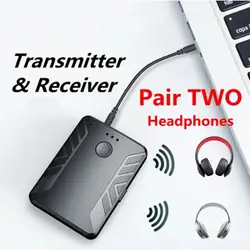 Transmetteur récepteur Audio Bluetooth 5.0, paire de deux écouteurs, adaptateur sans fil AUX RCA 3.5mm pour haut parleur de voiture, PC et TV 
