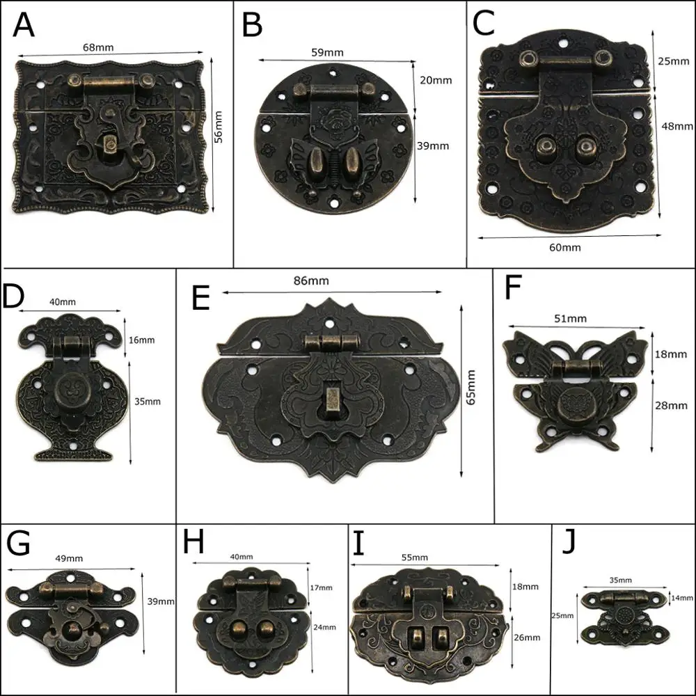 Antique Bronze Clasp Latch Vintage Decorative Hasp for Jewelry Boxes Suitcase Cabinet 1PC