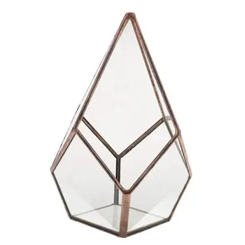 

NEW-Decorative - Glass flower vase, clear, geometric shape, Fantasy, home / wedding ornament, 12 x 12 x 17cm
