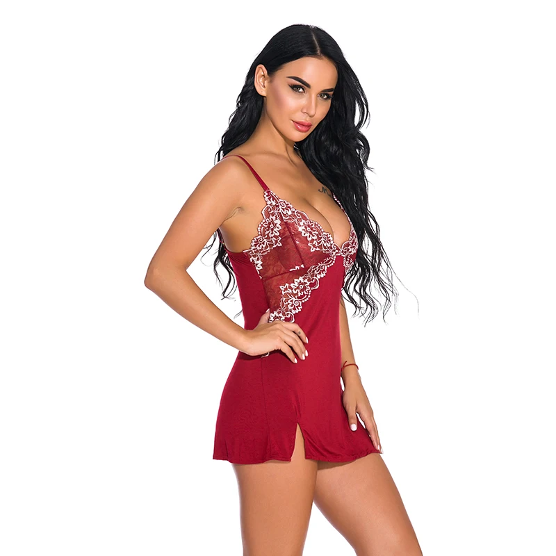 

2019 Women Lace Split Sling Dress Lingerie Sleeveless Backless Sling Dress Summer Beach DC116