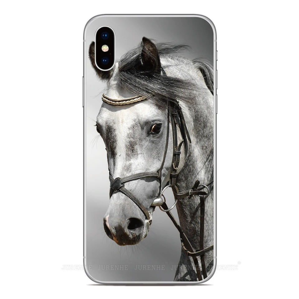 Silicone Black White Horse Phone Case For Vodafone Smart V11 V10