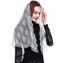 Черно-белая кружевная католическая Часовня церковь старинная вуаль, покрывающая голову, шарфы для латинских масс Velo Negra Mantille