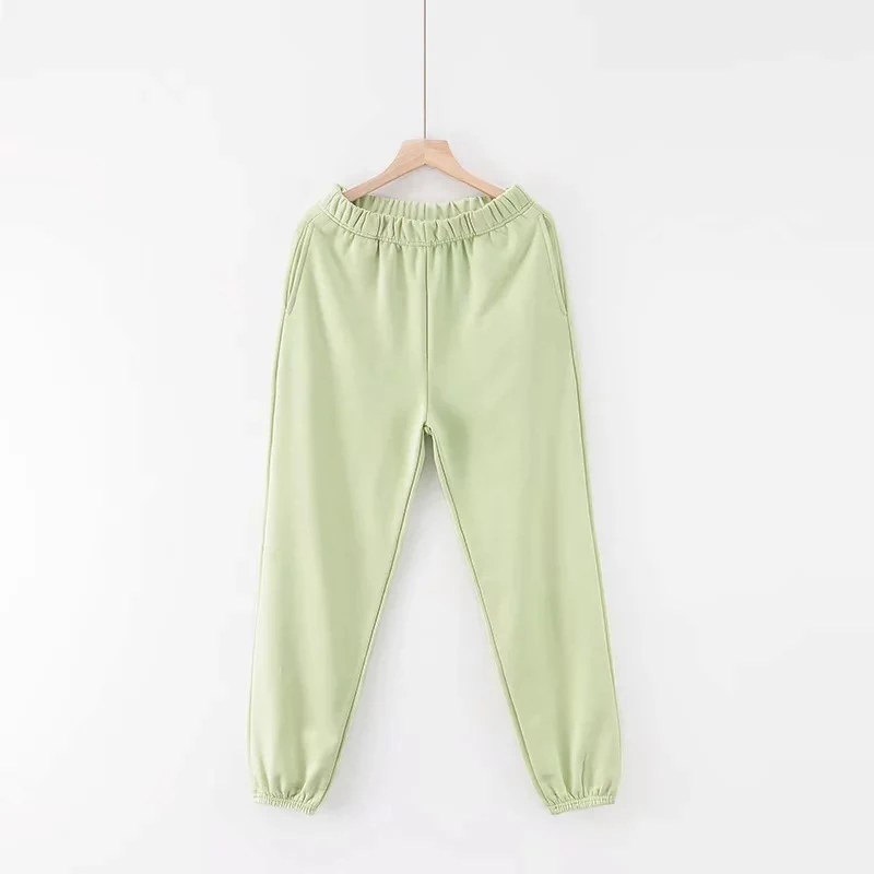 light green Осенний хлопковый спортивный костюм для бега Штаны Для женщин тренажерный зал на свежем воздухе Спортивная одежда для бега свободный тренировочный Штаны впитывает пот и Штаны - Цвет: light green