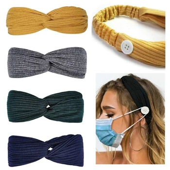 

Button Headbands for Nurses Women Men Twist Hair Bands Stretchy for Doctors Protect Your Ears Fashion Hair Accessories