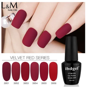 

ibdgel 3 Pcs/lot Set Soak off Varnish ( need base coat+velvet color ) Velvet matte gel series Manicure Nail Art UV Long lasting