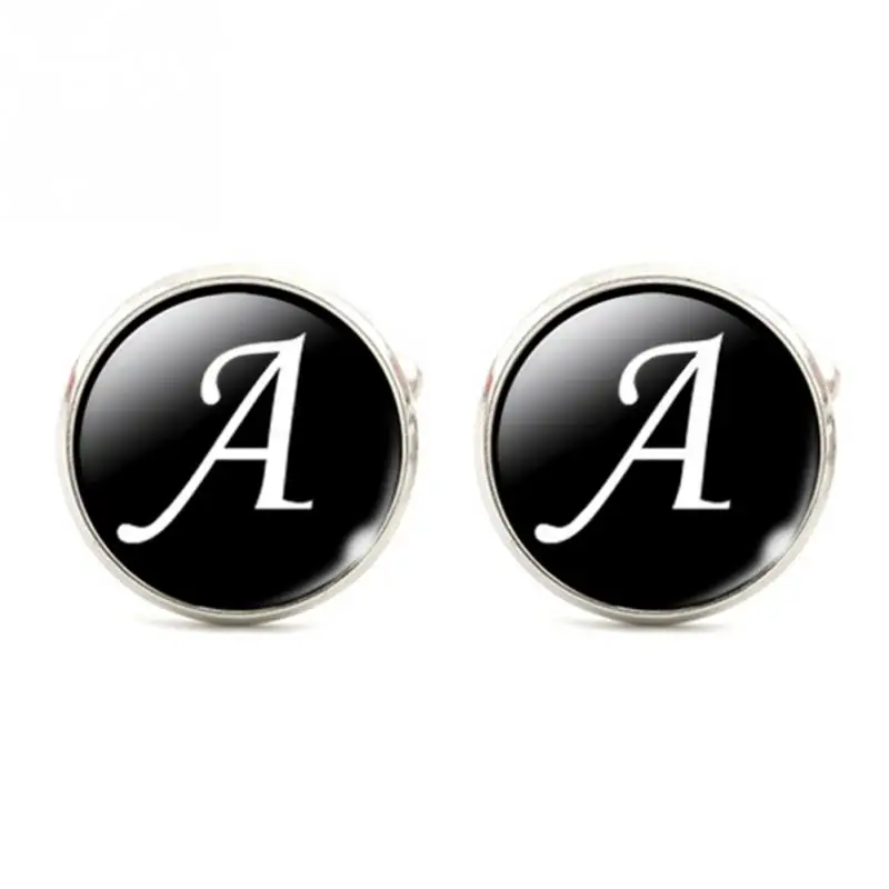Мужская мода, A-Z, запонки «Алфавит», серебряный цвет, запонки для мужчин, рубашки джентльмена, свадебные запонки, подарки