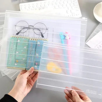 

Chi Shun Creative Transparent Dull Polish Zippered File Bag Waterproof A4 Office File Storage Bag Large Capacity File Bag