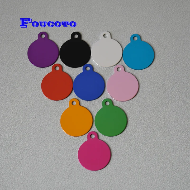 20 шт Pet Id dog tag алюминиевая круглая ID tag имя незаполненные бирки на ошейник для собак ошейник подвеска индивидуальный логотип Лазерная Персонализированная гравировка текста
