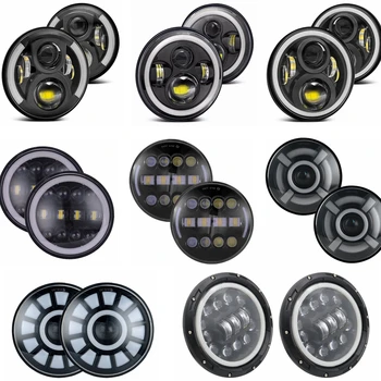 

1pair Car LED 7 Inch Round Headlight Conversion Kit For Beetle Classic1950 -1979 Lada Niva 4X4 Uaz Hunter Headlamps