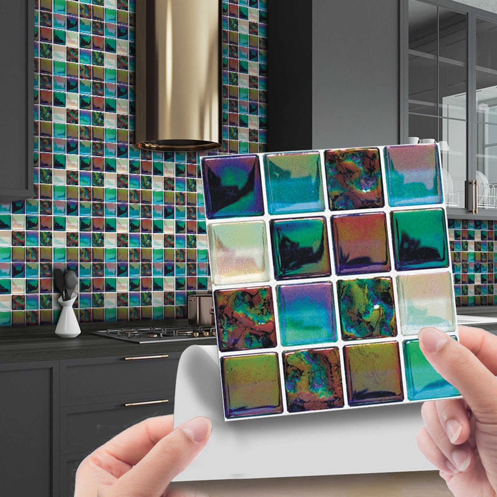 10pcs Diy Tile Stickers Waterproof Selfadhesive For Kitchen 公式の