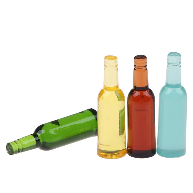 6Pcs Colorful Wine Bottles 1:12 Dollhouse Miniature Kitchen Decor Drinking Toy