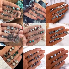 21 стиль Серебряный Комплект сережек для женщин маленький цветок в виде звезды луны сердца кристалл жемчуг Опал серьги Модные ювелирные изделия аксессуары