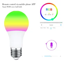 Горячая Смарт-лампочка WIFI 7 Вт RGBW Пульт дистанционного управления многоцветный светодиодный светильник совместимый для Alexa NDS66