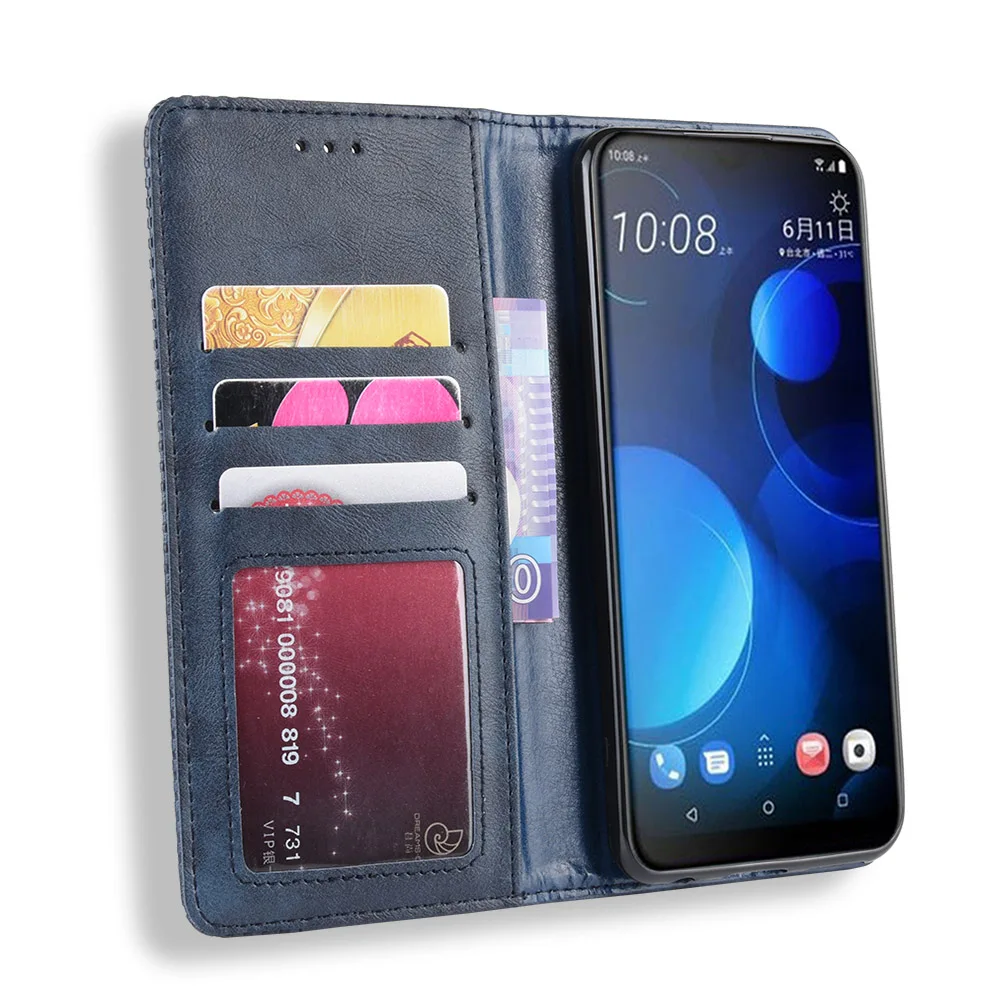 Роскошный кожаный флип-чехол в стиле ретро для htc Desire 19 Plus U19e чехол 6,2 дюймов кошелек с подставкой для карт Магнитный чехол для телефона