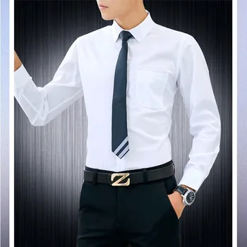 

new men's high-end cotton men's long sleeve shirt liquid ammonia non iron pure cotton women's Short Sleeve White Blue