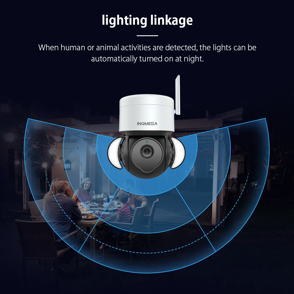 Inqmega 5mp Wifi Tuya Camera Smart Cloud Ptz Ip Camera Outdoor Foodlight  Google Home Alexa Video Surveillance Cam For Yard - Ip Camera - AliExpress