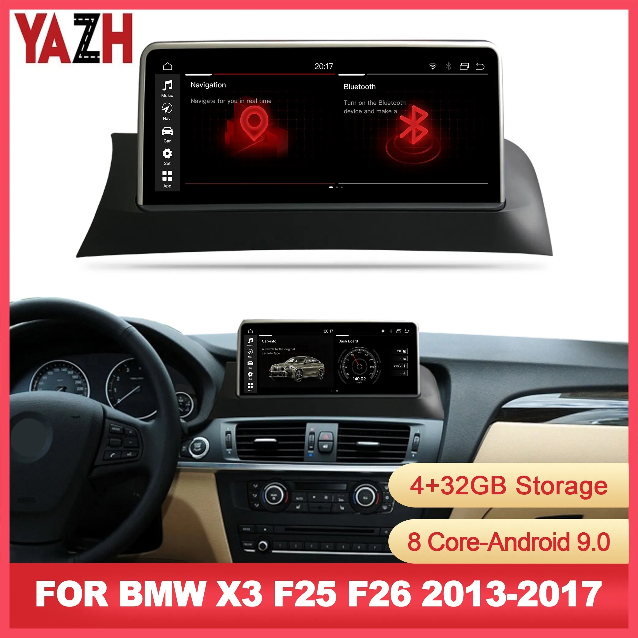 

10.25" 8 Core 4+64GB Carplay DVD Player GPS Navigation Multimedia System Android Bluetooth Used for BMW X3 F25 X4 F26 2013-2017