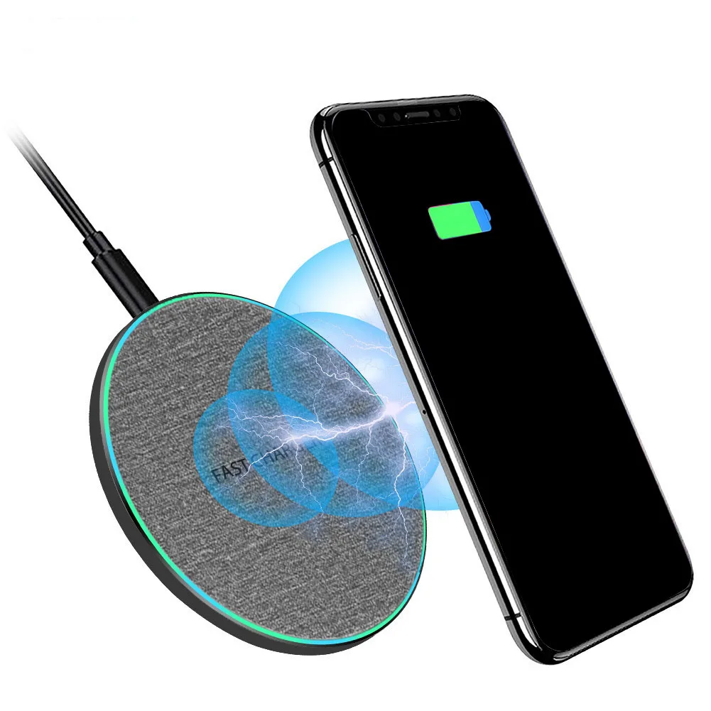  Office Fast Charging Pad Base Ultra Thin Portable Round Universal Desk Wireless Charger Adapter Tra