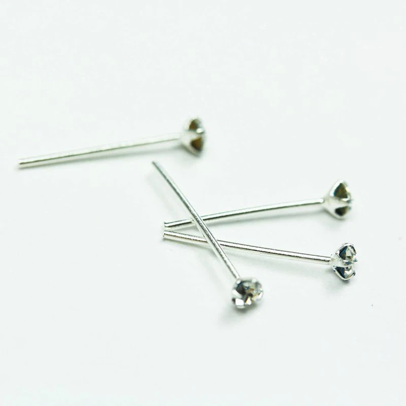 24G 100% 2.5mm 크리스탈 코 핀 스터드 남여 인도 코 피어싱 쥬얼리 20 개/갑