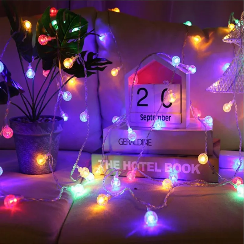 Led Garland String Lights Gypsophila Bubble Ball Lamp Indoor for Christmas Wedding Decoration
