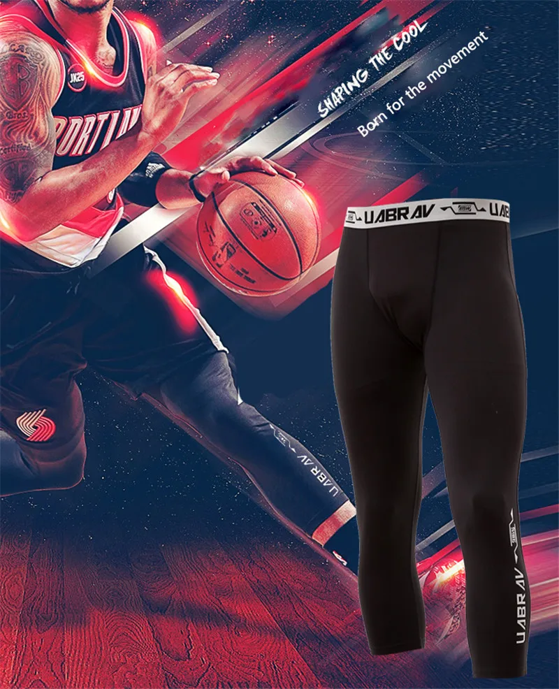 Мужские штаны для бега, высокая эластичность, дышащие компрессионные колготки, 3/4, спортивные штаны, баскетбольные шорты, мужские тренировочные штаны для бега