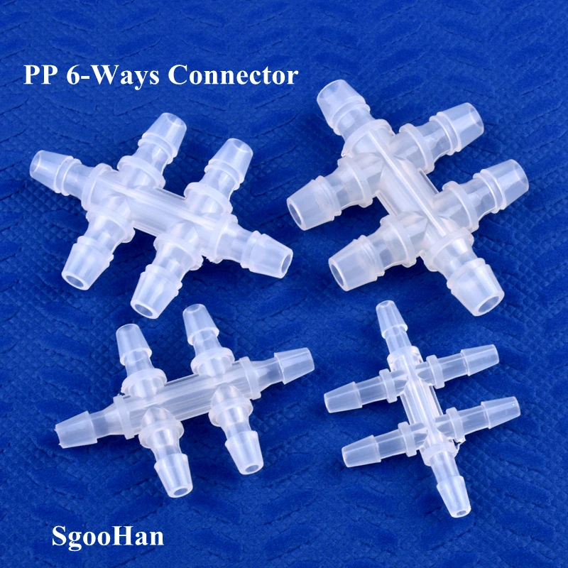 

1 ~ 200 шт. 3,9 ~ 7,9 мм ПП равномерный диаметр 6-ходовой Разъем для аквариума, адаптер для воздушного насоса, шланг, пагоды, соединения для садовых водопроводных труб, соединители