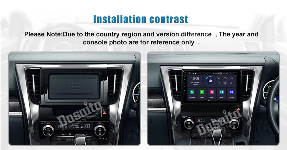 Flash Deal Dasaita 8" Touch Screen Android 9.0 Car Radio GPS for Toyota Alphard 2015 2016 2017 2018 Quad Core Car Multimedia Player 3
