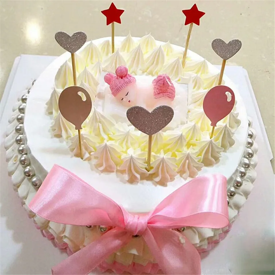 20 шт мини сердце кекс украшение для именинного торта украшения Выбор Дети День рождения Свадьба вечеринка для украшения детского душа сувениры