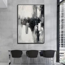 

Hand Painted Abstract Wall Art Painting On Canvas Black White Picture For Living Room Abstract Oil Paintings Home Decor Unframed