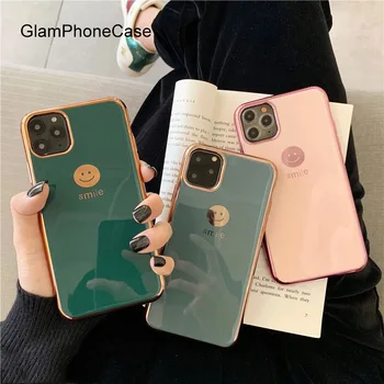 

GlamPhoneCase Solid Color Smile Phone Case For iPhone11Pro/Max X XS Max XR Soft Silicone Cover For iPhone11 7 8 6 6s Plus Case