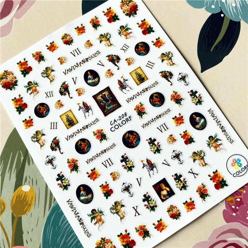 CA-172 to 210 English letters A-Z Flower 3D Back glue Nail decal Nail sticker Nail decoration Nail art Nail tool Nail ornament - Color: CA-208