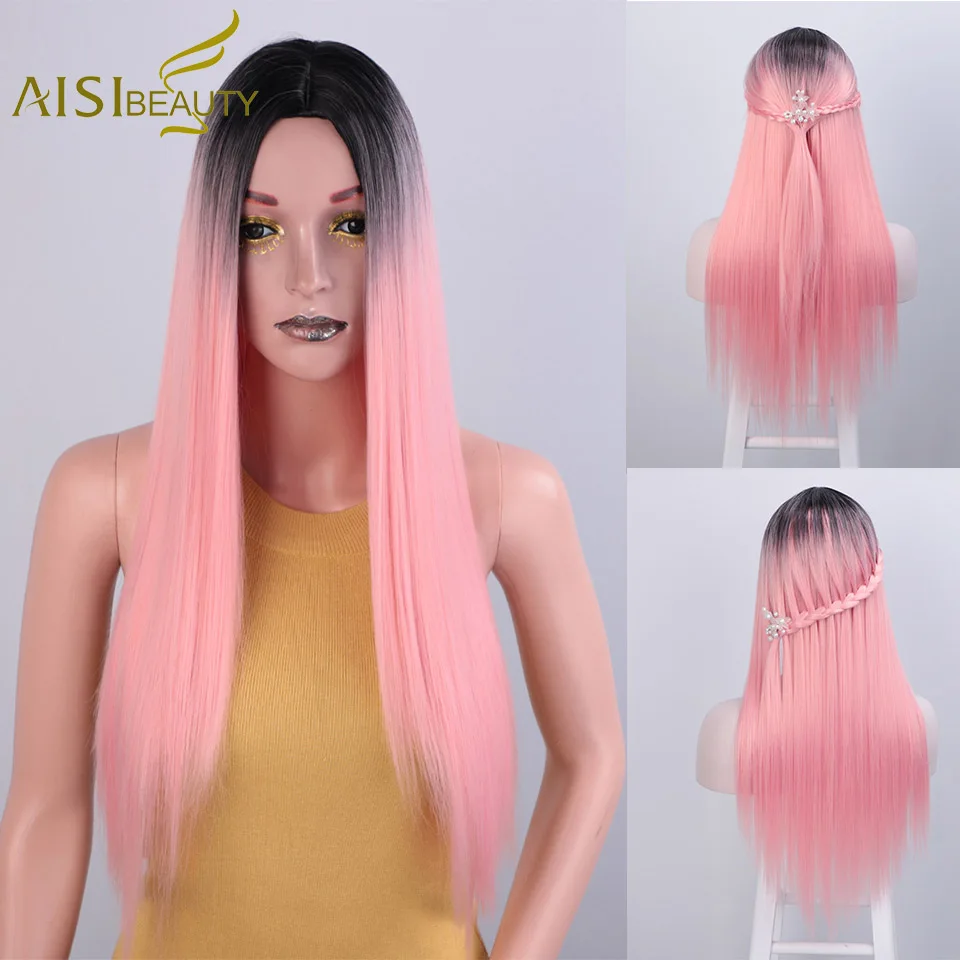 AISI BEAUTY длинный Омбре розовый парик синтетические парики для черных/белых женщин