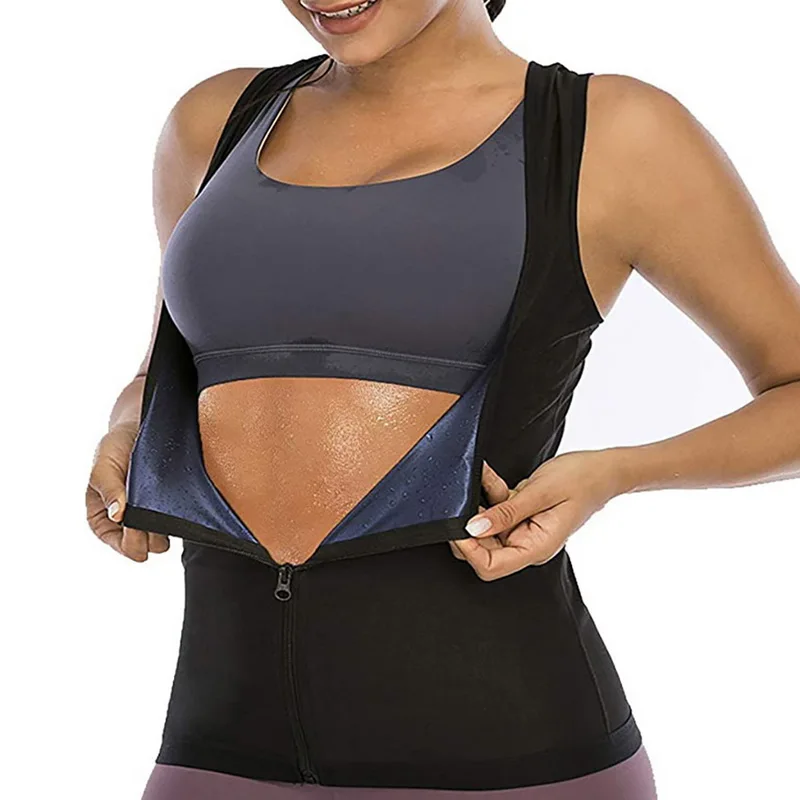 shapewear Sweat Enhancing Vest for Women Workout Training Heat Trapping Zipper Sauna Vest Slimming Tank Top Compression Shirts Polymer strapless shapewear Shapewear