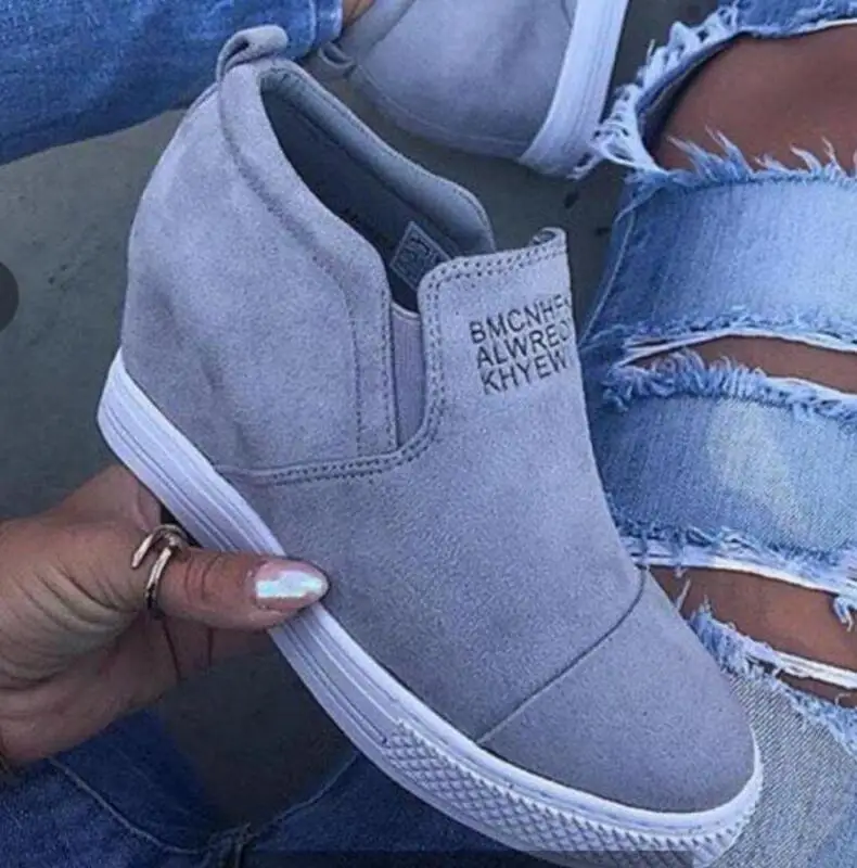 

Women Ankle Boots Wedges Shoes Woman High Heels Pumps Height Incleasing Slip on Booties Sapato Feminino Zapatos D40