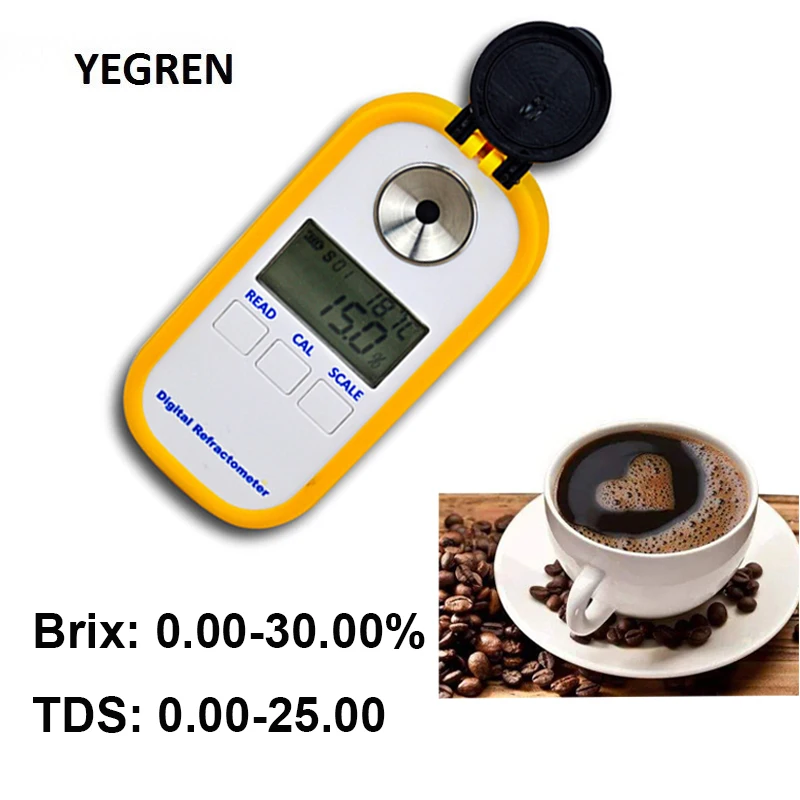 

Portable Coffee TDS Refractometer 0-30% Brix Content Tester 2-25% TDS Meter Digital Display for Coffee Concentration Test