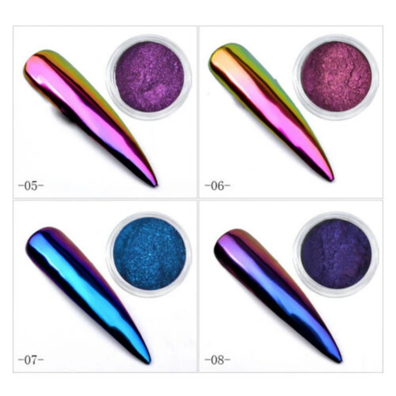 0,3 г/кор. 8 цветов хамелеон лак для ногтей порошок зеркало лазер Auroras набор для дизайна ногтей хром пигмент пыль DIY дизайн