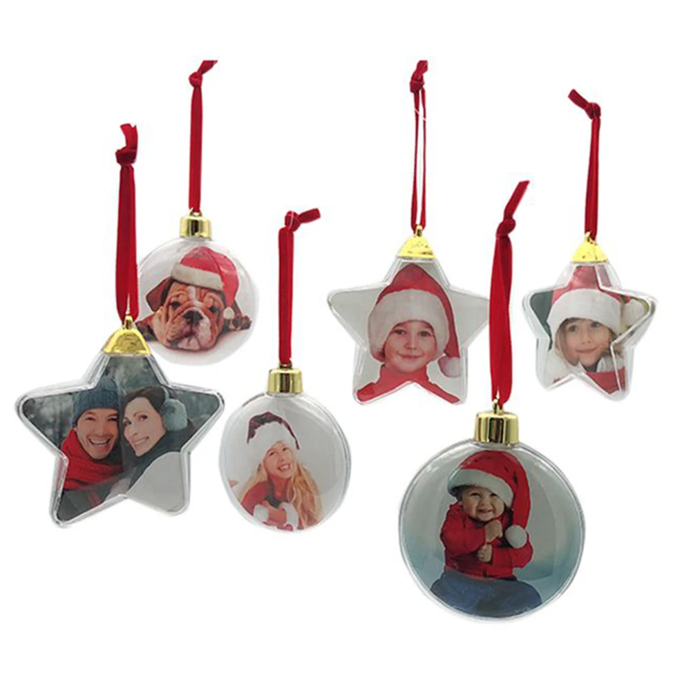 

1PC Xmas Tree Hanging Decor Christmas Transparent Plastic Photo Five-star Ball Christmas Decorations For Home Diy Party Kid Gift