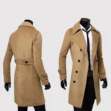 Модное мужское длинное пальто с отложным воротником; осенне-зимняя верхняя одежда; однотонная куртка; двубортное Мужское пальто