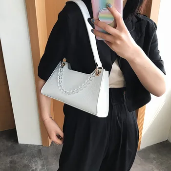 

Pearl Design Pu Leather Shoulder Bags For Women 2020 Fashion Simple Handbags Female Handbags Lady Hand Bag