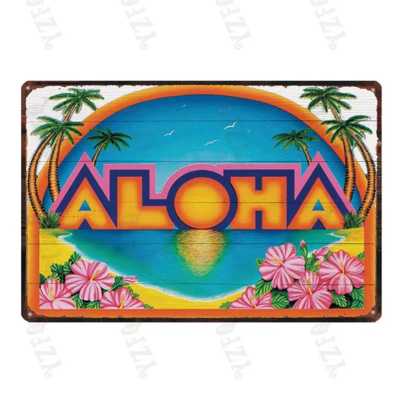 Surf Aloha Hawall винтажная жестяная вывеска хула пляж металлическая пластина для стены паба кафе домашнего искусства Ремесло Декор Куадрос DU-4007A - Color: DU-4012