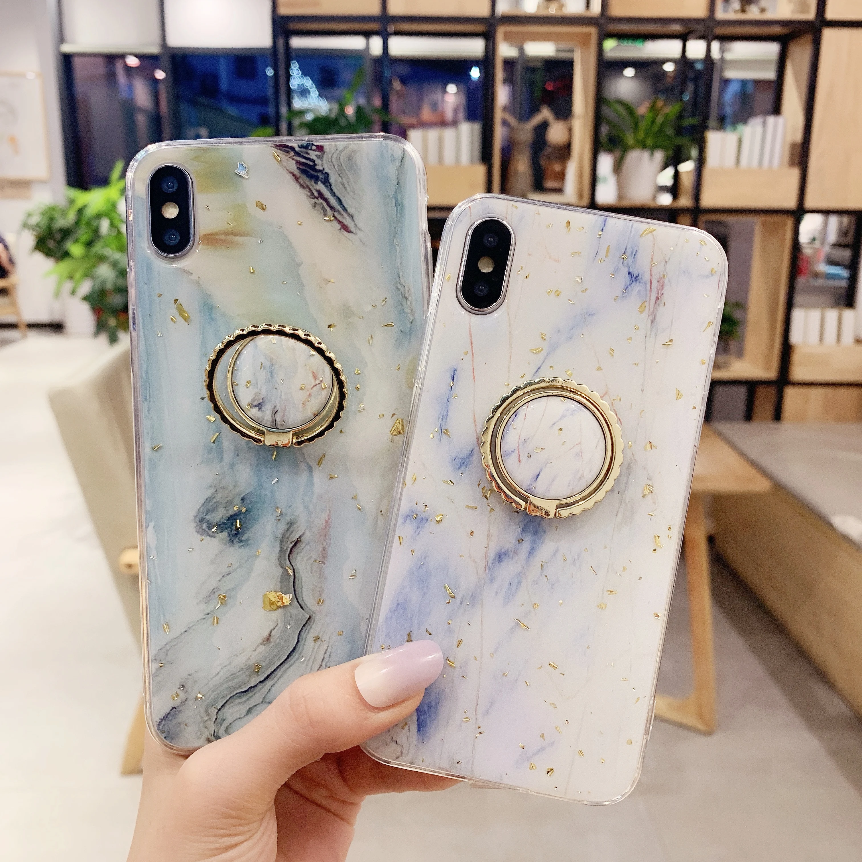 

Marble Finger Ring Holder Silicone Phone Cases For iphone 7 XS case For iPhone X XR XS Max 8 7 6 6S Plus Back Cover Coque Gift