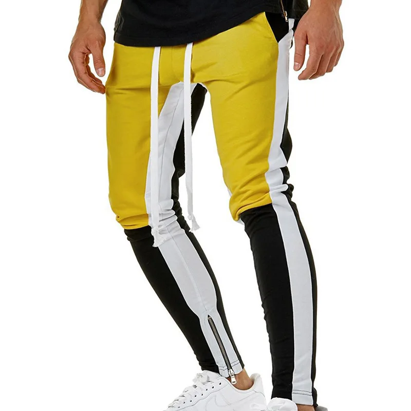 Мужские брюки для бега на молнии, тонкие спортивные штаны для мужчин с эластичной талией, хлопковые Лоскутные штаны в стиле хип-хоп, мужские Модные тренировочные брюки - Цвет: Photo Color