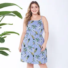 Дизайн, перекрещивающиеся границы, европейский и американский стиль, стиль, пять пуговиц, открытая спина, талия, обнимающая лифчик, принтованное платье большого размера