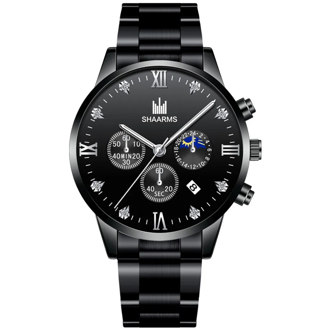 

Famous Brand Male Watch Classic Crystal Calendar Quart Wristwatch Clock Modern Design Stainless Steel Luxury Watch Montre Homme