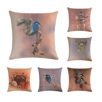 

Cushion Covers 45x45cm kingfisher Birds Pattern Pillows Covers Decorative Pillowcases For Home Sofa Office Chair Decor